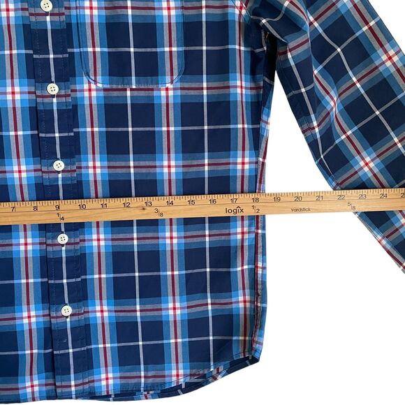 Abercrombie & Fitch Muscle Shirt Men S Plaid BlueRed Button Down Long Sleeve - Picture 7 of 10